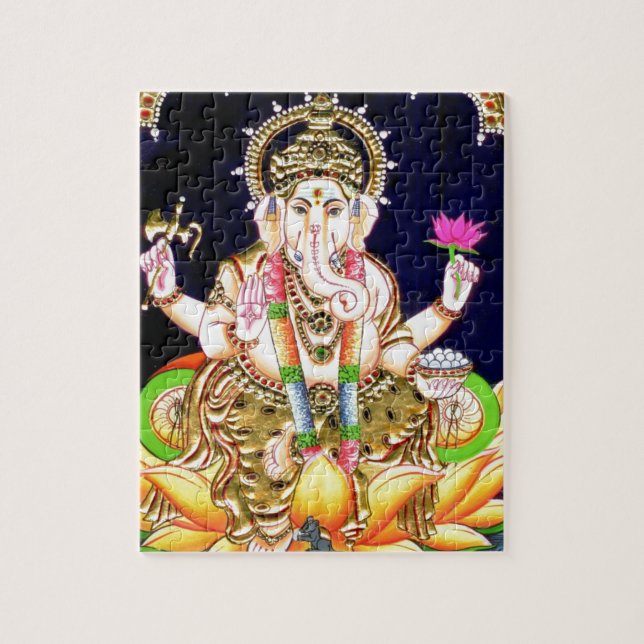 MÅLNING FÖR LOTUSBLOMMA GANESHA TANJORE PUSSEL (Vertikal)