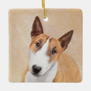 Målning för miniatyr Buller Terrier - Cute Origina Julgransprydnad Keramik