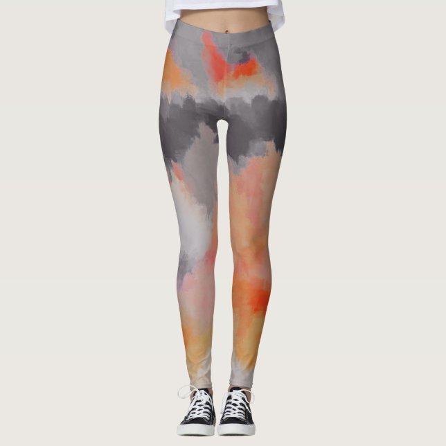 Målning för orangegråttabstrakt leggings (Framsida)
