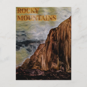 Målning för Rocky mountains med vattenfärg Vykort