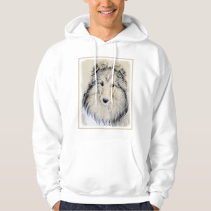 Målning för Shetland Sheepdog - gullig original- Sweatshirt Med Luva