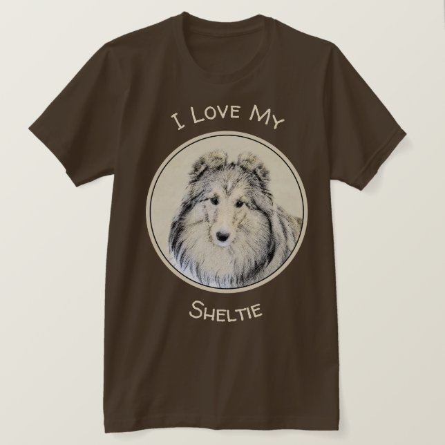 Målning för Shetland Sheepdog - gullig original- T Shirt (Design framsida)