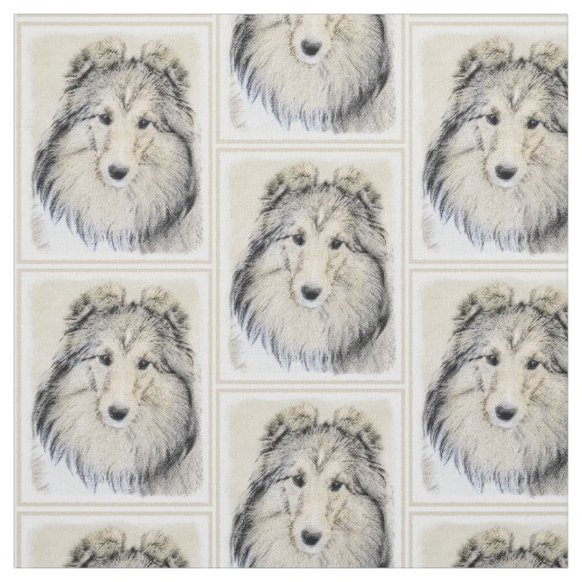 Målning för Shetland Sheepdog - gullig original- Tyg (Provkarta)