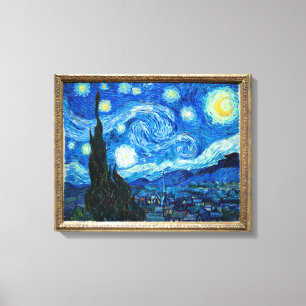 Målning för Starry natt av målare Vincent Van G Canvastryck