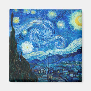 Målning för Starry natt av målare Vincent Van G Magnet