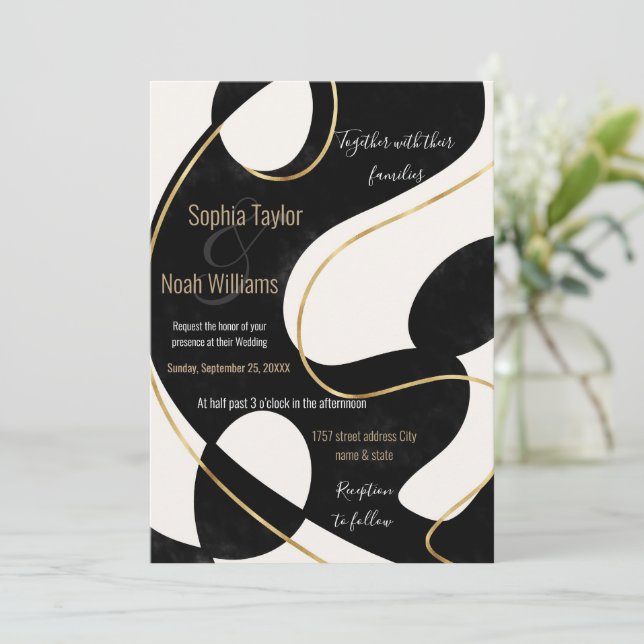 Målning för svartvit Guld-Abstrakt med minimal Neu (Stående Fram)