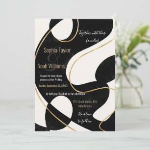 Målning för svartvit Guld-Abstrakt med minimal Neu