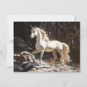 Målning för White Unicorn Vintage Stil Vykort