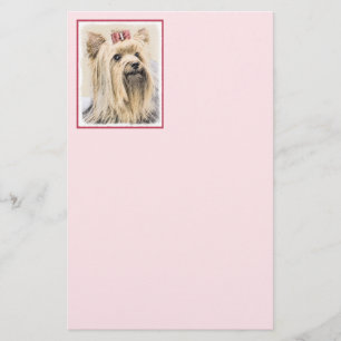 Målning för Yorkshire Terrier - gullig original- Brevpapper
