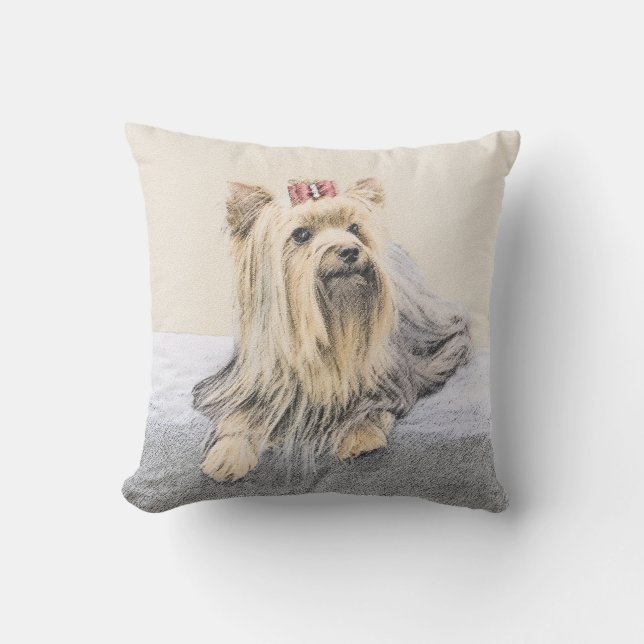 Målning för Yorkshire Terrier - gullig original- Kudde (Framsida)