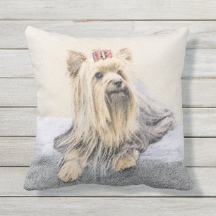 Målning för Yorkshire Terrier - gullig original- Kudde