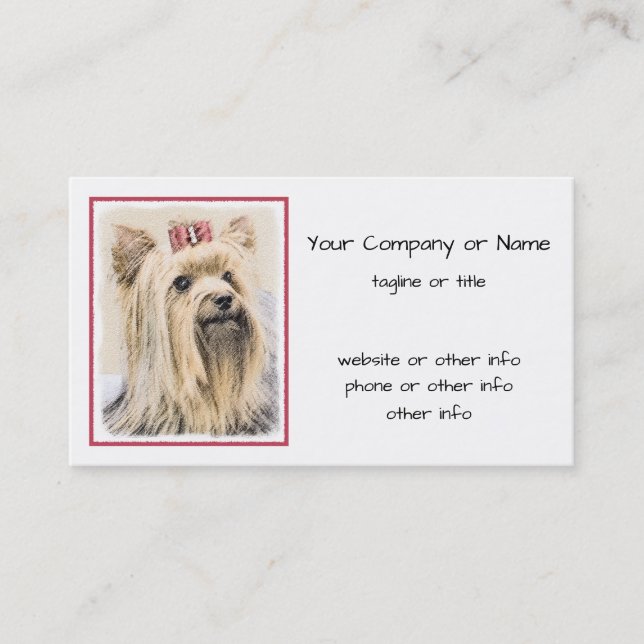 Målning för Yorkshire Terrier - gullig original- Visitkort (Framsida)
