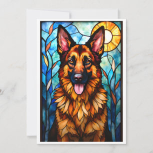Målning i glasmåleristil Tysk Shepherd Hund Kort