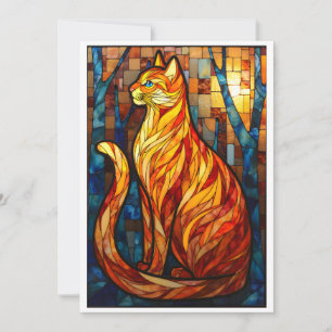 Målning i glasstil Orange Katt Kort