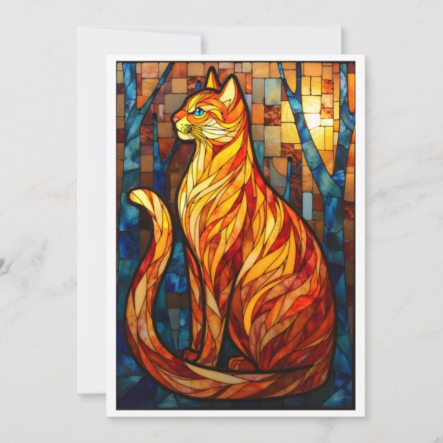 Målning i glasstil Orange Katt  Kort (Framsida)