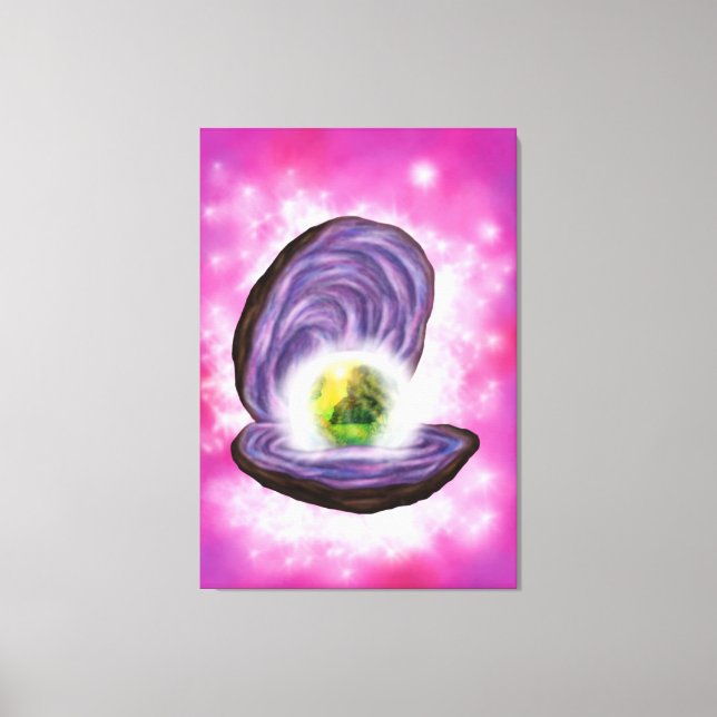 målning illustration av fantasinapärl i ostron canvastryck (Framsida)