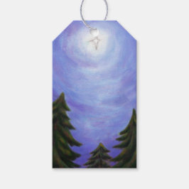 målning konst christmas stjärna skog med strålande presentetikett