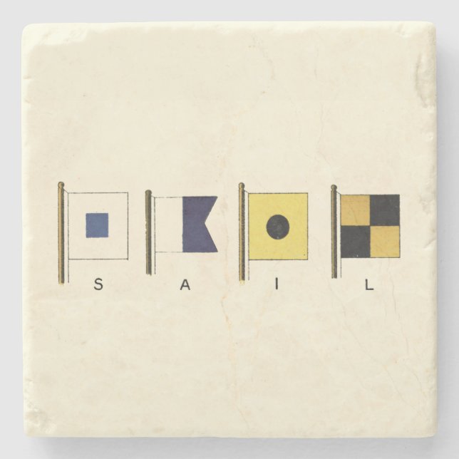 Målning med fyra Flaggor med nedsänkt text under Stenunderlägg (Framsidan)