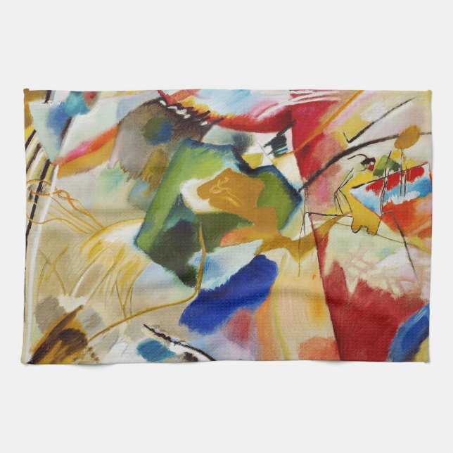Målning med grön center av Wassily Kandinsky Kökshandduk (Horisontell)
