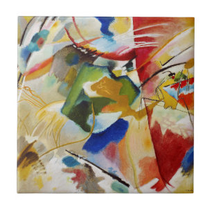 Målning med grön mitt av Wassily Kandinsky Kakelplatta