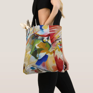 Målning med grön mitt av Wassily Kandinsky Tygkasse