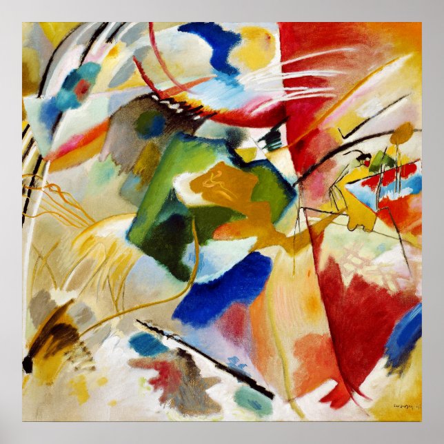 Målning med grön mitt, W. Kandinsky Abstrakt Poster (Framsidan)