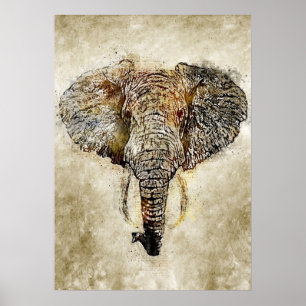 Målning med vattenfärgsfärg Vintage Grunge Paintin Poster