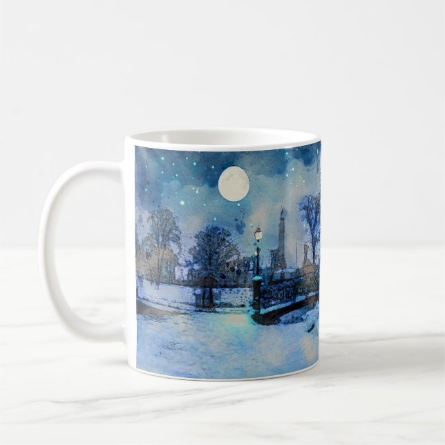 Målning på vinternatten i stadsparken kaffemugg (Vänster)