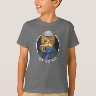 Målning Porträtt av en detektiv Cat T Shirt