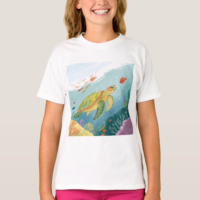 Målning Sköldpadda T Shirt (Framsida)