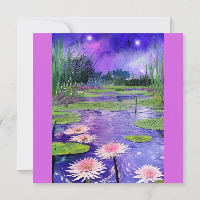 Målning Starry night på Pond (Framsida)