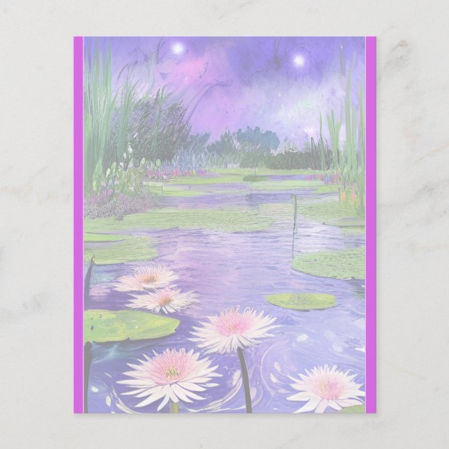 Målning Starry night på Pond (Framsida)