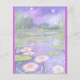 Målning Starry night på Pond