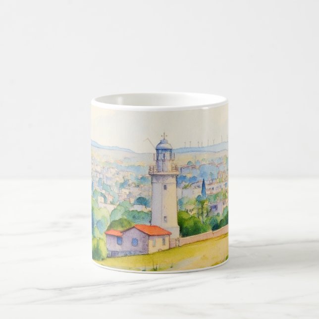 Målning stil bild av Pafos fyr, Cypern Kaffemugg (Center)