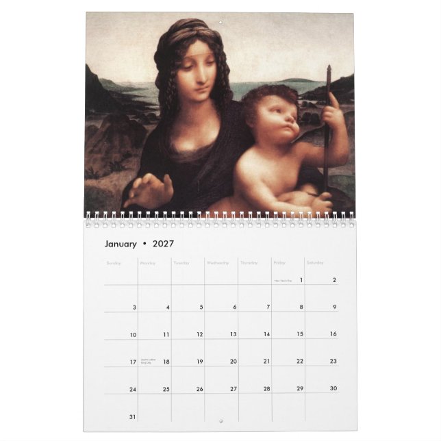 Målningar vid den Leonardo Da Vinci kalendern Kalender (Jan 2027)
