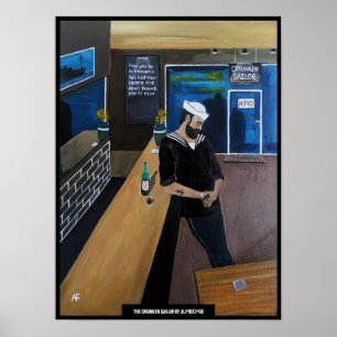 Målningen Den berusade sjömannen av Alfred Fox Poster