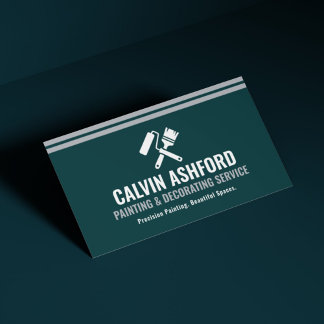 Målnings Dekorationsservice Modern Teal och Silver Visitkort