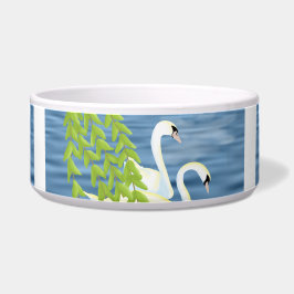 Målningsblått och Grönt par av Svanar på sjö