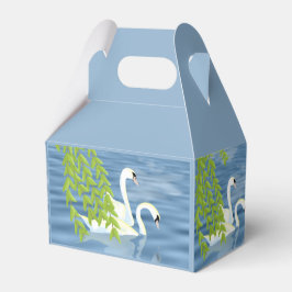 Målningsblått och Grönt par av Svanar på sjö Presentaskar