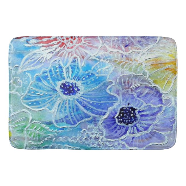 Målningsblommor Bath Mat Gift Benice Färg Badrumsmatta (Framsidan)