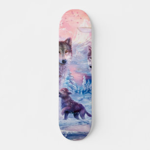 Målningsfamilj för Vargar Mini Skateboard Bräda 18,5 Cm