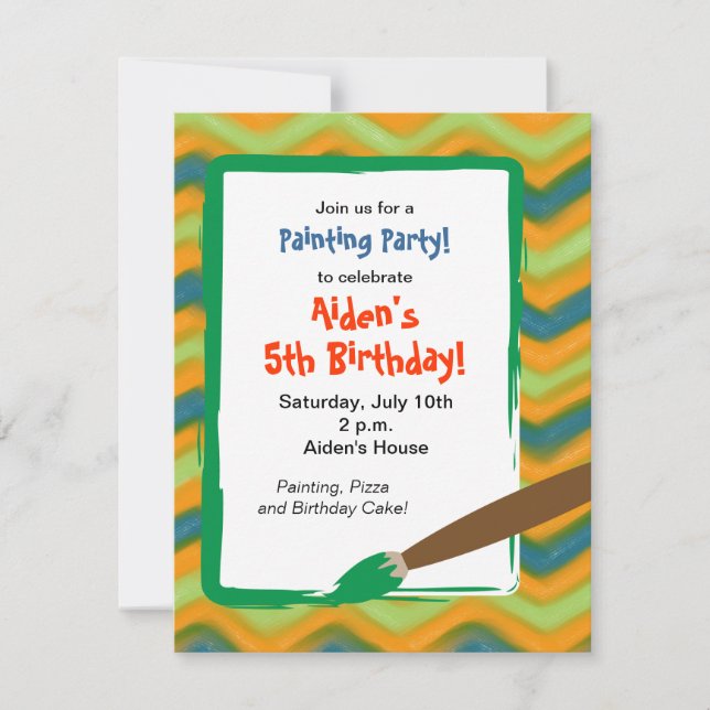 Målningsparty för pojkens födelsedag inbjudningar (Framsida)