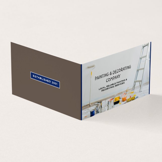 Målningsutrustning, målare och dekoratorfoto visitkort (Utsida)