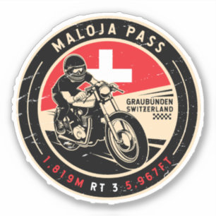 Maloja Pass   Schweiz   Motorcykel Klistermärken