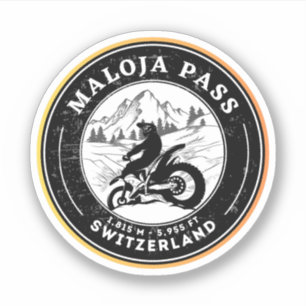 Maloja Pass schweiziska alperna motorcykeltur Klistermärken