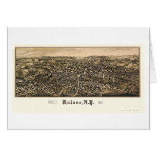 Malone panorama- karta för NY - 1886 Hälsningskort