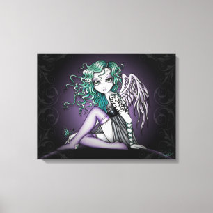 "Malory" Cute Grönt Tattoo Angel Kanvastryck