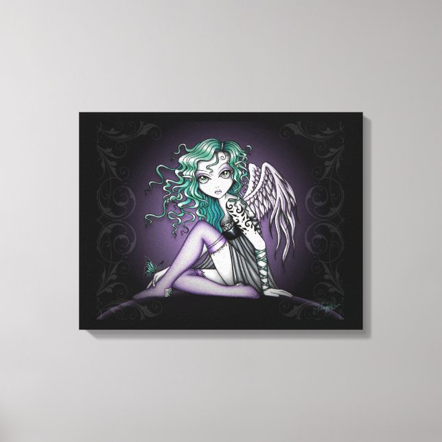 "Malory" Cute Grönt Tattoo Angel Kanvastryck (Framsida)