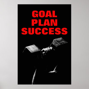 Målplanen lyckas Bodybuilding Training Fitness Poster