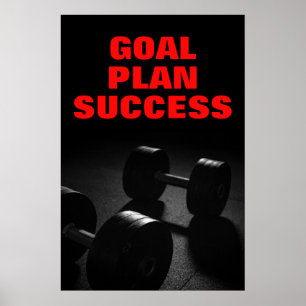 Målplanen lyckas Bodybuilding Training Fitness Poster